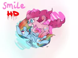 Size: 1024x768 | Tagged: semi-grimdark, artist:chinchidou2002, derpibooru import, pinkie pie, rainbow dash, earth pony, pegasus, pony, smile hd, abuse, blood, dashabuse, duo, female, mare