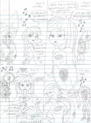 Size: 1507x2053 | Tagged: safe, artist:haleyc4629, derpibooru import, applejack, rainbow dash, equestria girls, legend of everfree, angry, annoyed, annoying, lined paper, musical instrument, rage, raging dash, sequence, short comic, sketch, sousaphone, stages of anger, traditional art, tuba, tubajack