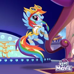 Size: 1080x1080 | Tagged: safe, derpibooru import, official, rainbow dash, pegasus, pony, my little pony: the movie, female, goggles, mare, my little pony logo, pirate, pirate rainbow dash, solo