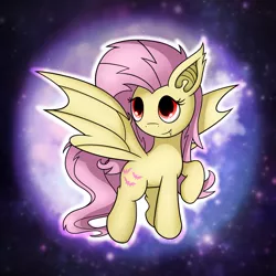 Size: 2539x2539 | Tagged: safe, artist:conniethecasanova, artist:flamevulture17, derpibooru import, edit, fluttershy, bat pony, pony, cute, female, flutterbat, high res, mare, race swap, shyabates, shyabetes, smiling, solo