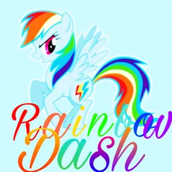Size: 1773x1773 | Tagged: safe, derpibooru import, rainbow dash, pegasus, pony, blue background, bright, colorful, looking at you, pink eyes, simple background, solo, wings