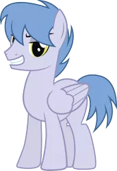 Size: 1923x2817 | Tagged: safe, artist:duskthebatpack, derpibooru import, oc, oc:sky high, unofficial characters only, pegasus, pony, grin, looking at you, male, shit eating grin, simple background, smiling, solo, stallion, transparent background, vector