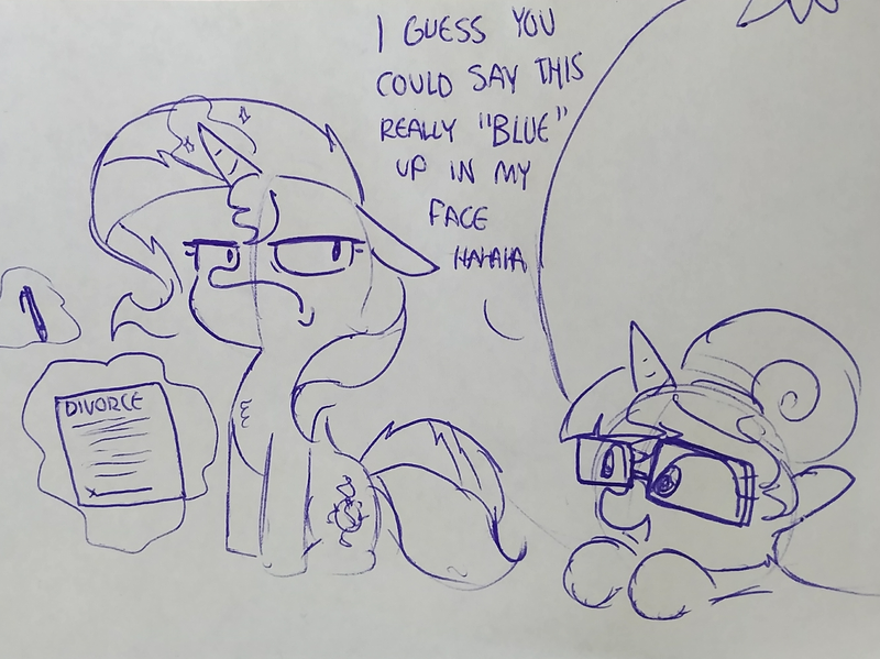 Size: 1643x1231 | Tagged: safe, artist:tjpones, derpibooru import, sci-twi, sunset shimmer, twilight sparkle, ponified, pony, series:sciset diary, bad pun, blueberry, chest fluff, equestria girls ponified, female, floppy ears, food, frown, glasses, lesbian, lineart, magic, monochrome, pun, sciset's blueberry divorce, scitwishimmer, shipping, sunset shimmer is not amused, sunsetsparkle, telekinesis, this will end in divorce, traditional art, unamused