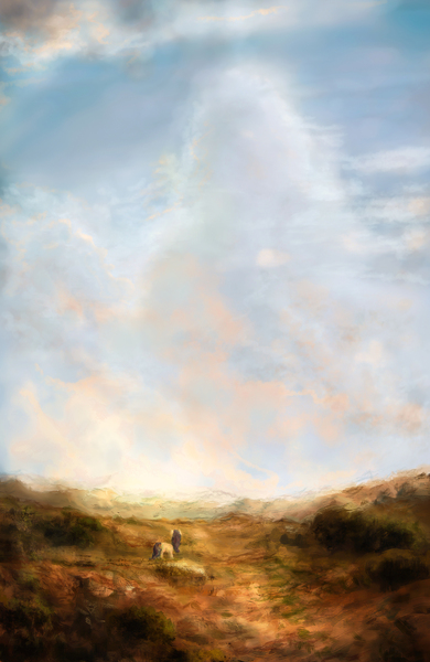 Size: 2600x4000 | Tagged: safe, artist:plotcore, derpibooru import, rarity, pony, unicorn, atg 2017, cloud, cloudy, female, looking at each other, looking away, mare, newbie artist training grounds, outdoors, scenery, sky, solo, wip