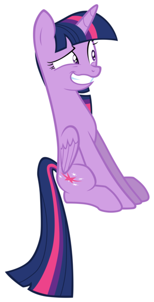 Size: 7000x13700 | Tagged: safe, artist:tardifice, derpibooru import, twilight sparkle, twilight sparkle (alicorn), alicorn, pony, triple threat, absurd resolution, female, grin, mare, nervous, nervous grin, raised eyebrow, simple background, sitting, smiling, solo, transparent background, vector