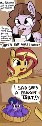 Size: 1650x4950 | Tagged: safe, artist:tjpones, derpibooru import, sci-twi, sunset shimmer, twilight sparkle, oc, ponified, pegasus, pony, unicorn, series:sciset diary, angry, bad pun, blueberry, blueberry tart, comic, courtroom, dialogue, divorce, ear fluff, equestria girls ponified, female, food, glasses, judge, lesbian, pun, sciset's blueberry divorce, scitwishimmer, shipping, speech bubble, sunset shimmer is not amused, sunsetsparkle, tart, this will end in divorce, unamused, wat