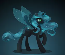 Size: 4817x4079 | Tagged: absurd resolution, alicorn, alternate universe, artist:xsatanielx, changedling, changeling, derpibooru import, female, looking at you, mare, oc, queen chrysalis, raised hoof, rcf community, safe, simple background, solo, spread wings, wings