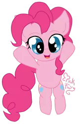 Size: 1024x1587 | Tagged: safe, artist:pickfairy, derpibooru import, pinkie pie, pony, chibi, cute, diapinkes, happy, incoming hug, pounce, simple background, smiling, solo, transparent background