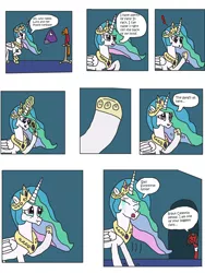 Size: 3120x4160 | Tagged: safe, artist:supahdonarudo, derpibooru import, philomena, princess celestia, oc, oc:ironyoshi, pony, comic, crying, depressedia, exclamation point, implied princess luna, magic, meta, naughty nautical neighbors, night, quill, sad, senpai, smiley face, spongebob squarepants, telekinesis