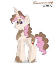 Size: 2048x2732 | Tagged: safe, artist:cinnamon-swirls, derpibooru import, oc, oc:milkshake mocha, unofficial characters only, pony, unicorn, big horn, colored pupils, grin, male, offspring, old design, parent:cheese sandwich, parent:pinkie pie, parents:cheesepie, simple background, smiling, solo, stallion, transparent background, updated design