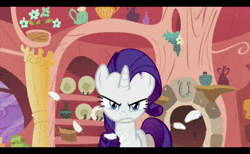 Size: 584x360 | Tagged: safe, derpibooru import, screencap, rarity, pony, look before you sleep, angry, animated, feather, it is on, solo, sound, webm