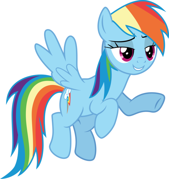 Size: 9374x9923 | Tagged: safe, artist:illumnious, derpibooru import, rainbow dash, pegasus, pony, .ai available, absurd resolution, female, flying, mare, multicolored hair, simple background, smiling, solo, transparent background, underhoof, vector