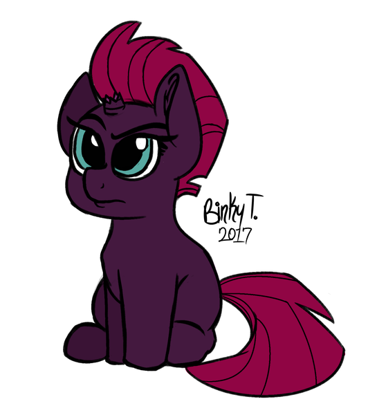 Size: 1538x1692 | Tagged: artist:binkyt11, blank flank, chibi, derpibooru import, missing accessory, my little pony: the movie, safe, simple background, solo, tempestbetes, tempest shadow, white background