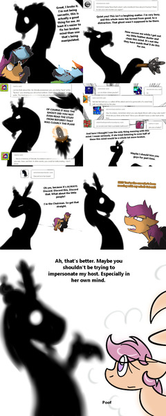 Size: 1500x3750 | Tagged: semi-grimdark, artist:conmanwolf, derpibooru import, scootaloo, oc, oc:chairman, pony, ask factory scootaloo, fanfic:rainbow factory, clothes, comic, duster, factory scootaloo, ghostly scootaloo