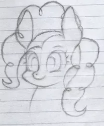 Size: 924x1116 | Tagged: safe, artist:silshadnic, deleted from derpibooru, derpibooru import, pinkie pie, pony, lined paper, paper, sketch, solo, traditional art