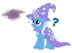 Size: 2868x2130 | Tagged: safe, artist:mirrorcrescent, derpibooru import, trixie, pony, unicorn, atg 2017, confused, female, frown, graduation, levitation, magic, mare, newbie artist training grounds, question mark, raised eyebrow, simple background, solo, telekinesis, transparent background, vector, worried