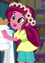 Size: 497x688 | Tagged: safe, derpibooru import, screencap, gloriosa daisy, equestria girls, legend of everfree, cropped, cute, daisybetes, happy, smiling, solo