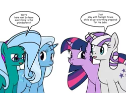 Size: 505x376 | Tagged: source needed, safe, artist:dekomaru, derpibooru import, trixie, twilight sparkle, twilight velvet, oc, pony, tumblr:ask twixie, ask, cropped, dialogue, female, lesbian, shipping, simple background, tumblr, twixie, white background