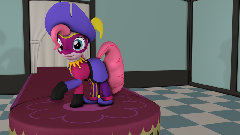 Size: 1920x1080 | Tagged: safe, artist:dracagon, derpibooru import, pinkie pie, pony, 3d, clopin trouillefou, hunchback of notre dame, solo, source filmmaker