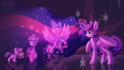 Size: 1920x1080 | Tagged: safe, artist:shad0w-galaxy, derpibooru import, twilight sparkle, twilight sparkle (alicorn), alicorn, pony, unicorn, age progression, book, female, filly, filly twilight sparkle, flying, glowing horn, grin, levitation, looking up, magic, mare, reading, smiling, spread wings, squee, telekinesis, wings, younger