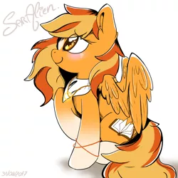 Size: 2000x2000 | Tagged: safe, artist:saralien, derpibooru import, oc, oc:serenity, unofficial characters only, pegasus, pony, blushing, cute