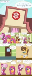 Size: 2400x5600 | Tagged: safe, artist:jake heritagu, derpibooru import, cheerilee, doctor horse, doctor stable, nurse redheart, scootaloo, oc, oc:lightning blitz, oc:sandy hooves, earth pony, pegasus, pony, comic:ask motherly scootaloo, baby, baby pony, clothes, colt, comic, doctor's office, female, hairpin, half-siblings, holding a pony, hospital, male, mare, motherly scootaloo, offspring, older, older scootaloo, paper, parent:rain catcher, parent:scootaloo, parents:catcherloo, scarf, sisters, sweatshirt