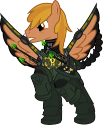Size: 3000x3660 | Tagged: safe, artist:brisineo, derpibooru import, oc, oc:colonel autumn leaf, unofficial characters only, pegasus, pony, fallout equestria, armor, battle saddle, enclave armor, energy weapon, grand pegasus enclave, magical energy weapon, male, power armor, rearing, simple background, transparent background, vector