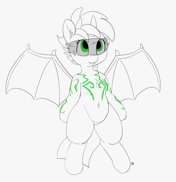 Size: 1280x1322 | Tagged: suggestive, artist:pabbley, derpibooru import, ponified, demon pony, pony, 30 minute art challenge, belly button, bipedal, crossover, crotch bulge, demon hunter, female, horns, illidan stormrage, mare, monochrome, partial color, rule 63, simple background, solo, spread wings, tattoo, visor, warcraft, white background, wings, world of warcraft