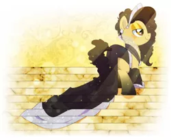 Size: 1100x900 | Tagged: safe, artist:yokokinawa, derpibooru import, oc, oc:terra, unofficial characters only, earth pony, pony, clothes, dress, female, gradient hooves, jewelry, mare, side slit, stairs