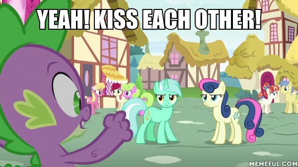 Size: 600x337 | Tagged: bon bon, daisy, derpibooru import, dragon, edit, edited screencap, flower trio, flower wishes, goldengrape, image macro, lily, lily valley, lyra heartstrings, meme, roseluck, safe, screencap, shipper on deck, sir colton vines iii, spike, spike the shipper, sweetie drops, triple threat