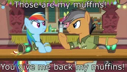 Size: 1920x1080 | Tagged: safe, derpibooru import, edit, edited screencap, screencap, carrot bun, quibble pants, rainbow dash, pony, stranger than fan fiction, angry, argument, bojack horseman, image macro, meme, patton oswalt, voice actor joke