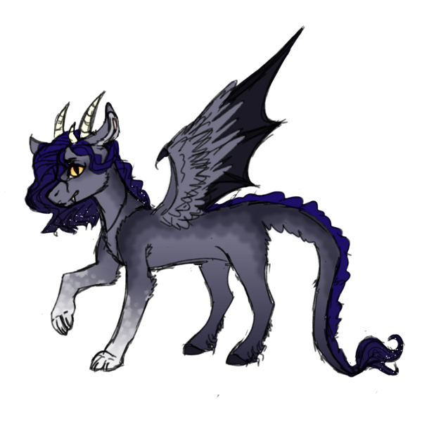 Size: 3000x3000 | Tagged: artist:pndrws, derpibooru import, draconequus, fangs, hybrid, interspecies offspring, looking at you, next generation, oc, offspring, parent:discord, parent:princess luna, parents:lunacord, safe, simple background, smiling, solo, transparent background, unofficial characters only