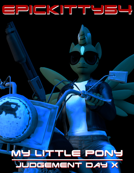 Size: 2550x3300 | Tagged: 3d, alicorn, anthro, anthro oc, artist:scalelover, clothes, derpibooru import, gun, jacket, oc, oc:epickitty, safe, shotgun, source filmmaker, sunglasses, terminator, unofficial characters only, weapon