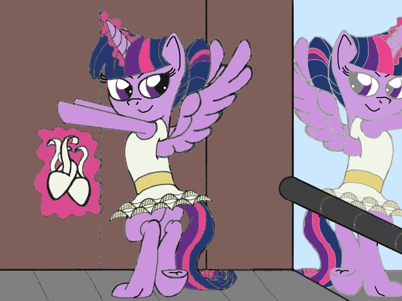 Size: 2048x1536 | Tagged: safe, artist:darkknighthoof, artist:icey-wicey-1517, derpibooru import, twilight sparkle, twilight sparkle (alicorn), alicorn, pony, alternate hairstyle, ballerina, ballet slippers, bedroom eyes, clothes, colored, digital art, exercise, female, fetish, glowing horn, hoof fetish, hooves, magic, mare, mirror, plot, sketch, solo, stretching, tutu, twilarina, underhoof, wings