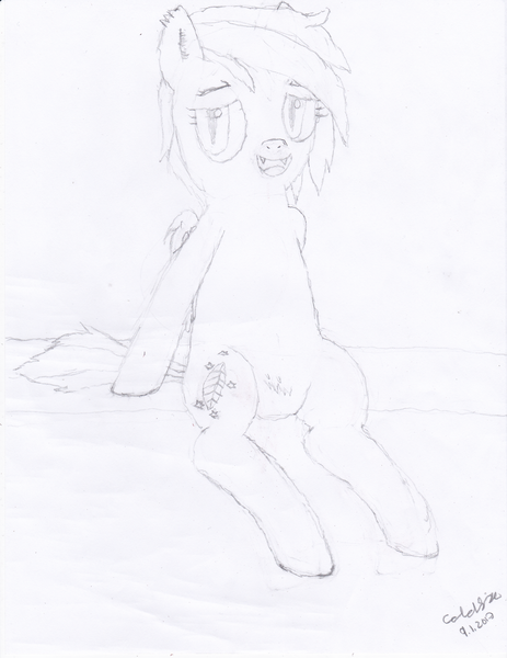 Size: 2552x3308 | Tagged: suggestive, artist:coldfire, derpibooru import, oc, oc:soothing leaf, unofficial characters only, bat pony, pony, bedroom eyes, featureless crotch, female, looking at you, mare, open mouth, pubic fluff, sitting, solo, solo female, traditional art