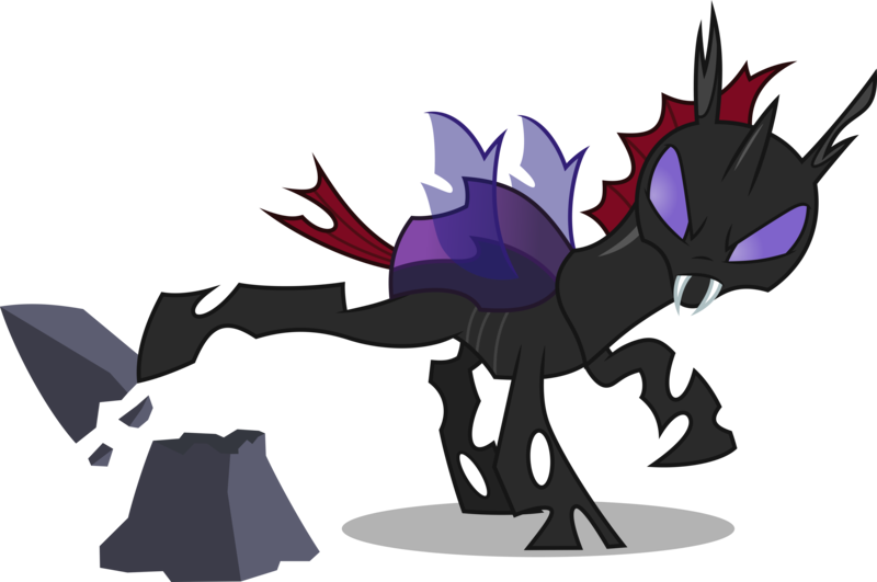 Size: 5000x3320 | Tagged: absurd resolution, artist:dashiesparkle, brother, changeling, derpibooru import, high res, kick, male, pharynx, rock, safe, simple background, solo, .svg available, to change a changeling, transparent background, vector