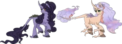 Size: 1600x575 | Tagged: safe, artist:violentdreamsofmine, derpibooru import, oc, unofficial characters only, classical unicorn, kirin, pony, unicorn, cloven hooves, curved horn, female, leonine tail, mare, simple background, transparent background, unshorn fetlocks