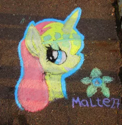 Size: 1024x1051 | Tagged: safe, artist:malte279, derpibooru import, oc, oc:miss libussa, unofficial characters only, pony, unicorn, bust, chalk drawing, czequestria, czequestria 2017, portrait, solo, traditional art