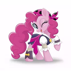 Size: 645x645 | Tagged: safe, derpibooru import, pinkie pie, earth pony, pony, my little pony: the movie, bandana, clothes, female, mare, one eye closed, pirate, pirate pinkie pie, solo, wink