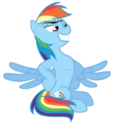 Size: 7000x7700 | Tagged: safe, artist:tardifice, derpibooru import, rainbow dash, pony, campfire tales, absurd resolution, grin, puffed chest, simple background, sitting, smiling, solo, spread wings, transparent background, vector, wings