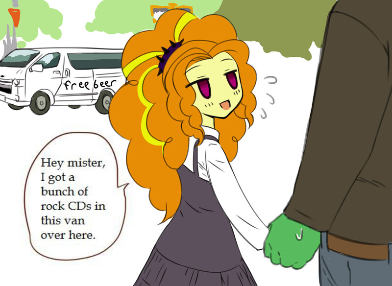 Size: 2953x2155 | Tagged: semi-grimdark, suggestive, artist:nairdags, derpibooru import, adagio dazzle, oc, oc:anon, equestria girls, adoragio, automobile, clothes, cute, drawthread, dress, duo, half-pint adagio, it's a trap, parody, rape van, reverse foalcon, reversed gender roles equestria, reversed gender roles equestria general, role reversal, solo focus, stranger danger, sweat, sweatdrop, toyota hiace, van, white van