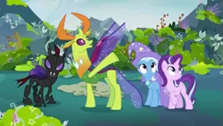 Size: 633x356 | Tagged: safe, derpibooru import, screencap, pharynx, starlight glimmer, thorax, trixie, changedling, changeling, to change a changeling, king thorax