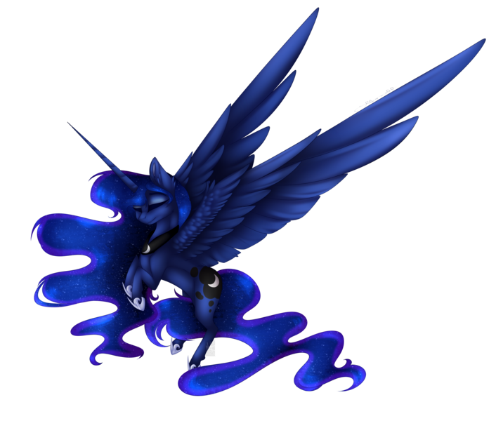 Size: 4545x3864 | Tagged: safe, artist:crazllana, artist:mauuwde, derpibooru import, princess luna, alicorn, pony, high res, simple background, solo, spread wings, transparent background, wings