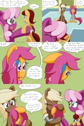 Size: 1600x2400 | Tagged: safe, artist:jake heritagu, derpibooru import, cheerilee, scootaloo, oc, oc:lightning blitz, oc:sandy hooves, earth pony, pegasus, pony, comic:ask motherly scootaloo, aunt and nephew, baby, baby pony, clothes, colt, comic, crying, female, hairpin, half-siblings, holding a pony, hospital, male, mare, motherly scootaloo, offspring, older, older scootaloo, parent:rain catcher, parent:scootaloo, parents:catcherloo, scarf, sisters, sweatshirt