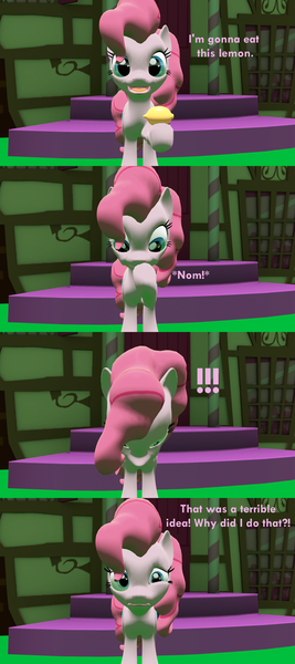 Size: 1920x4320 | Tagged: safe, artist:red4567, derpibooru import, pinkie pie, pony, 3d, bad idea, comic, eating, food, jacksepticeye, lemon, sour, source filmmaker