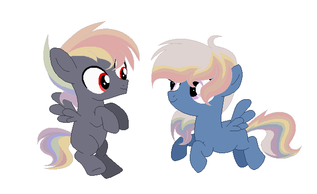 Size: 643x395 | Tagged: safe, artist:spectrumnightyt, derpibooru import, oc, oc:rainbow blitz, oc:rainbow feather, unofficial characters only, pegasus, pony, base used, colt, female, filly, male, offspring, parent:oc:rainbow blazie, parent:oc:warm love, parents:oc x oc, simple background, transparent background