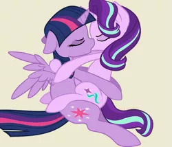 Size: 915x785 | Tagged: safe, artist:lullabyprince, artist:startwi, derpibooru import, starlight glimmer, twilight sparkle, twilight sparkle (alicorn), alicorn, pony, base used, eyes closed, female, kissing, lesbian, shipping, simple background, twistarlight