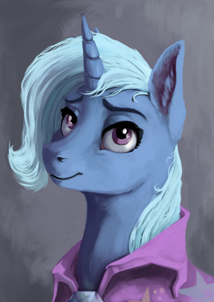 Size: 889x1252 | Tagged: safe, artist:28gooddays, derpibooru import, trixie, pony, unicorn, bust, draw this again, female, mare, portrait, solo