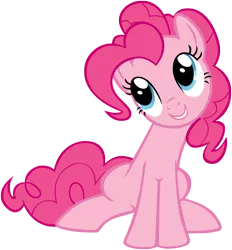 Size: 2650x2850 | Tagged: safe, artist:atomicgreymon, derpibooru import, pinkie pie, earth pony, pony, feeling pinkie keen, cute, diapinkes, simple background, sitting, smiling, solo, transparent background, vector, vector trace