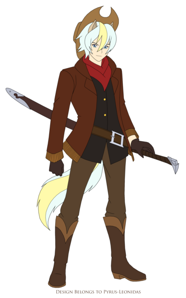 Size: 1951x3131 | Tagged: artist:pyrus-leonidas, clothes, derpibooru import, human, humanized, male, oc, oc:drift blade, offspring, pants, parent:applejack, parent:double diamond, parents:doublejack, safe, simple background, solo, tailed humanization, transparent background, unofficial characters only